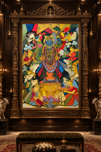 Lord Shrinathji – Symphony of Colors (Original Painting Priced INR 11 Crore plus, Size : 6 ft by 4 ft ) Hand Signed Prints Prices :